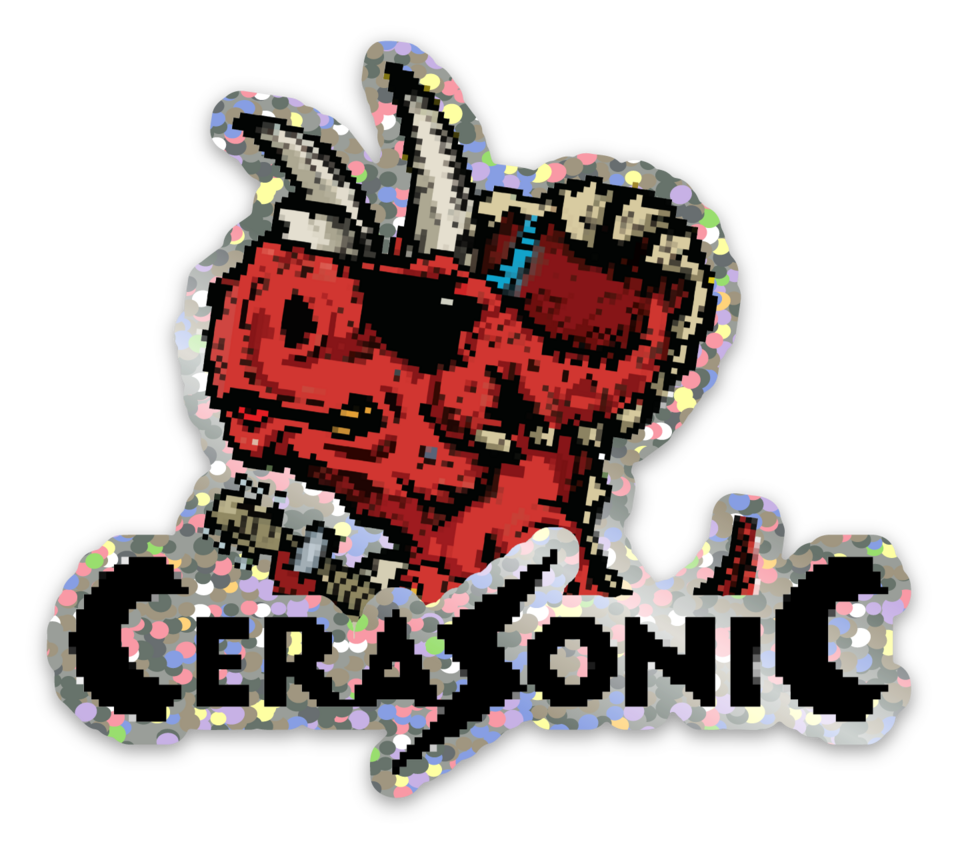 8-Bit Mojo Willie Sticker - Glitter 3" x 2.63"